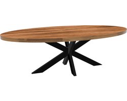 Eettafel ovaal mangohout 240cm James lichtbruin ovale industriële tafel duurzaam mango eetkamertafel