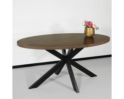 Eettafel ovaal melamine 160cm Tommy bruin ovale tafel