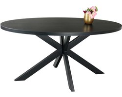 Eettafel ovaal melamine 160cm Tommy zwart ovale tafel