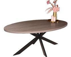 Eettafel ovaal melamine 180cm Tommy grijs ovale tafel