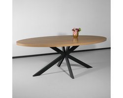 Eettafel ovaal melamine 210cm Tommy lichtbruin ovale tafel