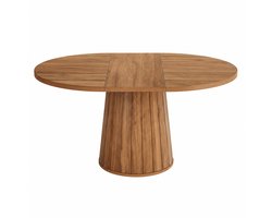 Eettafel - Ovale Eettafel voor 6 Personen - Eetkamertafel met Cilindrisch Voetstuk - Houtlook - 140 x 100 cm
