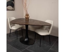 Eettafel Owen Kiezel Bruin O-poot 160cm - Giga Meubel