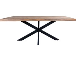 Eettafel Rabel 300 cm Mangohout - Industriële Boomstamtafel met Zwarte Spinpoot