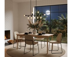 Eettafel Rechthoekig 220x90 cm Naturel Eiken Fineer – Luxe Moderne Tafel voor Woonkamer en Eethoek – Novihome