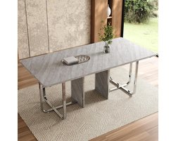 Eettafel Rechthoekig - Eetkamertafel Grijze Tafel - Gezellig Tafelen - Extra Groot Ontwerp - 180 x 80 cm - Grijs