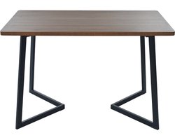 Eettafel Rechthoekige eettafel Keukentafel met houtnerf met metalen poten in de kleuren Zwart en Walnoot