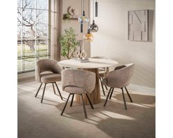 Eettafel Romano rond Ø120x78 cm - 3D travertin keramiek - Beige