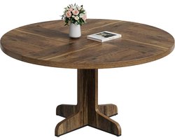 Eettafel rond 120 cm voor 4 personen - zwarte ronde eettafel met houten kruisvoet - 120x120x76 cm keukentafel - alleen tafel - bruin