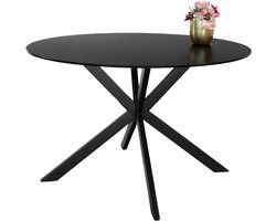 Eettafel rond 120cm Jenna marmerlook zwart ronde tafel steen
