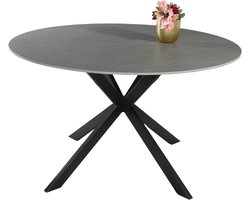 Eettafel rond 130cm Jenna marmerlook grijs ronde tafel steen