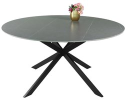 Eettafel rond 150cm Jenna marmerlook grijs ronde tafel steen