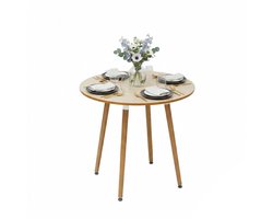 eettafel - rond - 75x80 cm - hout - naturel