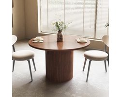 Eettafel Rond - Eetkamertafel - Gezellig Tafelen - Ruimtebesparend Golfpatroon - 120 cm Diameter - Walnoot
