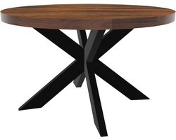 Eettafel Rond - Eettafel Mangohout - Gezellig Tafelen - Duurzaam Materiaal - 130 cm Diameter - Bruin