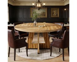 Eettafel - Rond - Landelijk Bauernhaus Design - Groot en Robuust - Hout - Natuur