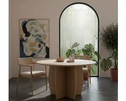 Eettafel Rond Massief Acaciahout 120 cm – Luxe Natuurlijke Houten Eetkamertafel – Stevig Acaciahout in Naturel Kleur – Scandinavisch & Modern Interieur – Novihome