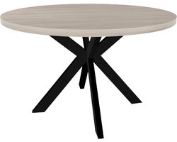 Eettafel rond melamine 130cm Sanne wit grijs ronde tafel