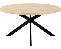 Eettafel rond melamine 150cm Sanne lichtbruin ronde tafel