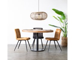 Eettafel Rond - Naturel - Mangohout - 130cm - Tafel Dinand - Giga Meubel