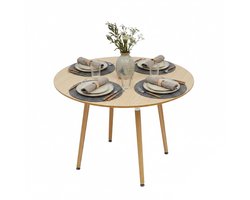 Eettafel rond - Ø 90 cm - bamboe poten - natuur