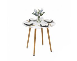 Eettafel rond - Ø80x75 cm - wit en naturel