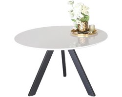 Eettafel rond Ronsi wit met zwarte poten 120cm ronde tafel MDF eetkamertafel