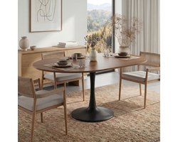 Eettafel Rond - Uitschuifbare Tafel - Eten en Werken - Flexibel formaat - 100-140x100x75 cm - Licht Hout