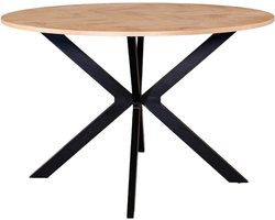Eettafel rond visgraat - Eetkamertafel MDF - Gezellig dineren - Stijlvol visgraatpatroon - 120 cm - Bruin