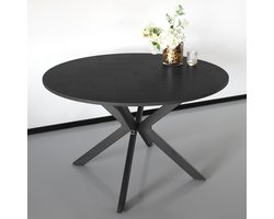 Eettafel rond visgraat Ozzy zwart 120cm ronde tafel
