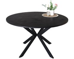 Eettafel rond visgraat Ozzy zwart 130cm ronde tafel MDF eetkamertafel
