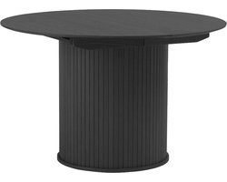 Eettafel Rond Zwart - Uitschuifbaar - Ø120-167cm - Nola - Giga Living