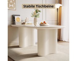 Eettafel Set 160 cm Wit – HomeByNicole Moderne Eettafel met 4 Comfortabele Gestoffeerde Stoelen – Minimalistisch Design, Ruimtebesparend & Duurzaam – Perfect voor Eetkamer, Keuken of Woonkamer