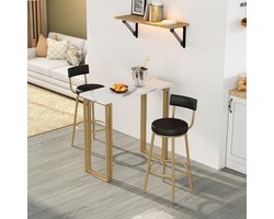 Eettafel Set - Bar Set - Gezellig Eten - Licht Luxe Stijl - Teller Hoogte - Zwart Goud Wit