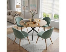 Eettafel Set - Eetkamer Set - Samen Eten - Ronde Tafel - 100 cm - Groen