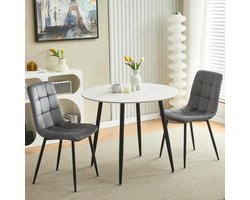 Eettafel Set - Keukenmeubelen - Gezellig Dineren - Gesinterde Steen - 4 Personen - Donkergrijs