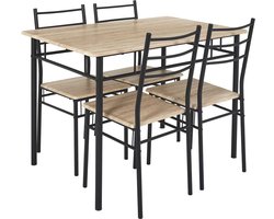 Eettafel-set Loka met 4 stoelen 110x76x70cm - Bruin/Zwart