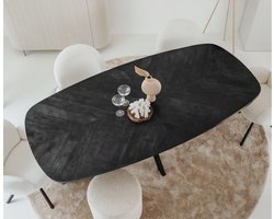 Eettafel Silvi Deens ovaal mangohout visgraat 180x100 cm - Zwart