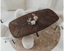 Eettafel Silvi Deens ovaal mangohout visgraat 200x110 cm - olijfbruin