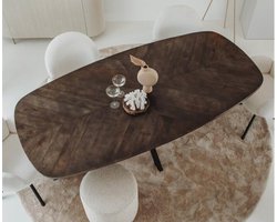 Eettafel Silvi Deens ovaal mangohout visgraat 220x110 cm - olijfbruin