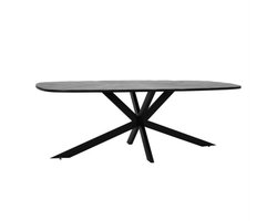 Eettafel Silvi Deens ovaal mangohout visgraat 220x110 cm - Zwart