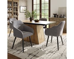 Eettafel – Tafel – Keukentafel – Bistrotafel – Eetkamertafel – MDF Houtlook – 138,5x80x75 cm – Geschikt Voor 4-6 Personen
