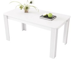 Eettafel – Tafel – Keukentafel – Eetkamertafel – Meubel – Wit Blad – Ruim Tafelblad 120-160 cm – Stevige Dikke Poten