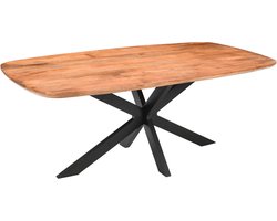 Eettafel / Tafel Mango - 180x100 - 3 cm Massief - Deens ovaal - Verjongd - Naturel - Mango hout - Spinpoot