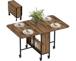 Eettafel - Tafel Opvouwbaar - Klaptafels - Keukentafel - Op Wielen - Eetkamer - Woonkamer - 130 x 80 x 74 cm