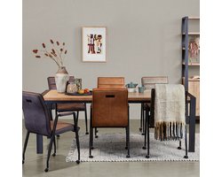 Eettafel Tilburg - MDF/Metaal - Naturel/Zwart - 160x77x90 cm (BxHxD)