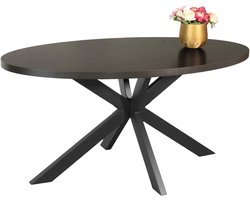 Eettafel Tommy ovaal 160cm donker walnoot melamine