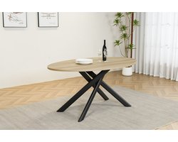Eettafel Twist ovaal 160cm lichtbruin ovale tafel MDF eetkamertafel