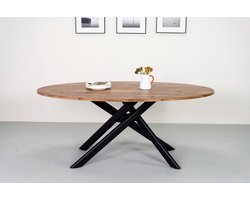 Eettafel Twist ovaal 180cm bruin ovale tafel MDF eetkamertafel