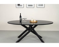 Eettafel Twist ovaal 180cm zwart ovale tafel MDF eetkamertafel